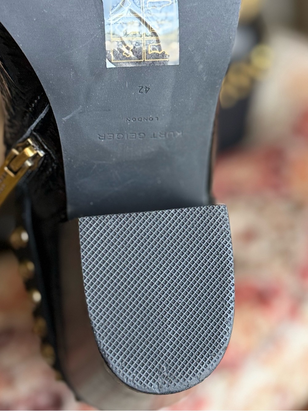 KURT GEIGER BLACK Croc-Embossed Pointed Ankle Booties gold accents western shoes - Picture 7 of 14